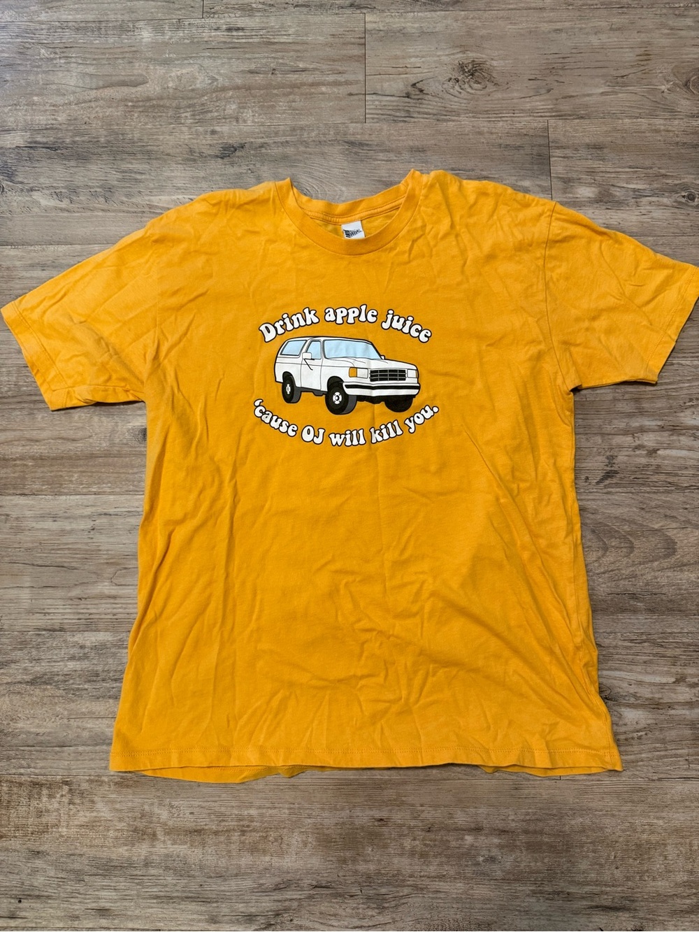 Yellow Graphic Short Sleeve Tee - Drink Apple Juice